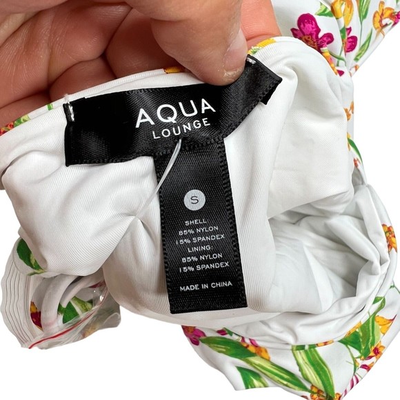 NWT Aqua Women's Small STAR Swim Bandeau Cutout Knots & Ties One Piece Swimsuit - Picture 11 of 14